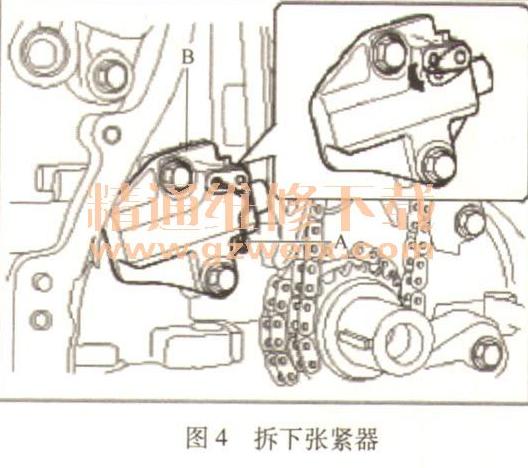 北京汽车威旺307发动机正时轨盖漏油,发动机正时张紧器漏油